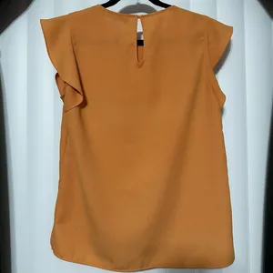 Zara Work Top | Orange Ruffle Sleeve Top thumbnail 4