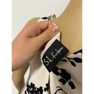 Y2K SL Fashions White Black Floral Midi Sheath Dress Square Neck Size 8 146544 thumbnail 5