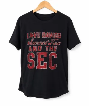 The Victory Womens‎ Tee Sz M UGA Dawgs Sweet Tea SEC Black Red Bulldogs thumbnail 1