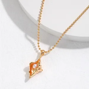 NEW Conchshell sterling silver necklace earring jewelry set 18k REAL gold plated thumbnail 2