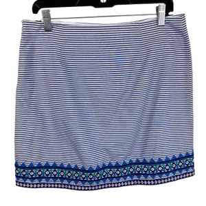 Vineyard Vines Women Blue White Striped Embroidered Hem Cotton Mini Skirt Size 8 thumbnail 3
