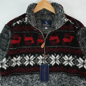 Simply Southern Sherpa Fleece Womens M Faux Fur Fair Isle Quarter Zip‎ Pullover thumbnail 4