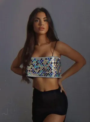 ZARA crop top shiny strappy rhinestones party night out thumbnail 1