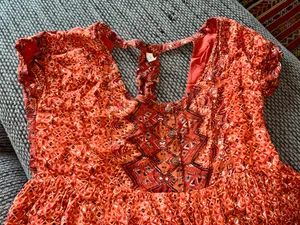 Free People Orange/Red Boho Mini Dress, Sz XS thumbnail 2