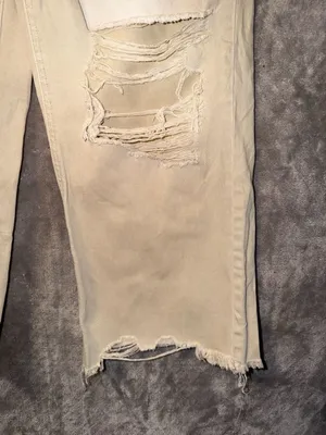 Zenana High Rise Distressed Straight Jeans Sand Beige thumbnail 5