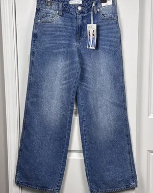 Witty Fox Jeans Women 5/27 Blue Cotton Denim Wide-Leg Travel Faded Stretch thumbnail 1