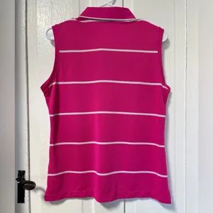 Vineyard Vines athletic sleeveless pink and white striped polo size medium thumbnail 3