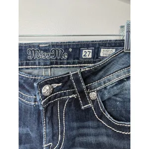 Miss Me Women's Embellished Bling Multicolor Signature Straight Dark Wash 27 thumbnail 4