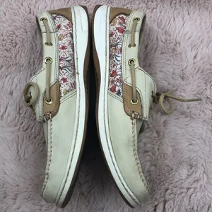 Sperry Top Sider red floral angel fish boat shoes thumbnail 2