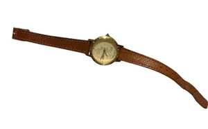 Seiko Vintage Lorus Disney Mickey Mouse Gold Tone Watch | Brown Leather Band thumbnail 2