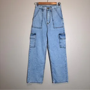 On The Way Blue Wide Leg Cargo Jeans Womens M Casual Denim thumbnail 9