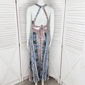 JAASE Endless Summer‎ Boho Multi Floral Print Open Back Maxi Sundress Small thumbnail 4