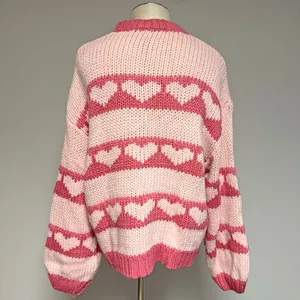BaeVely Heart Knit Sweater Pink Size M thumbnail 5