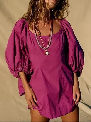 Free People Cerise Mini Dress size small purple cotton boho summer beach thumbnail 1
