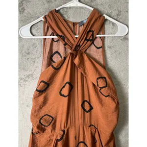 Eva‎ Franco Faith Jumpsuit Rust Geometric Wide Leg Halter Boho 4 thumbnail 3