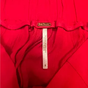 Free People Gia Red Crepe‎ Strapless Flounce Top & Wide Leg Pants Set Size Small thumbnail 12