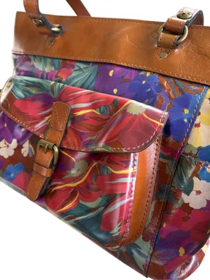 EUC Patricia Nash Leather Bolsena Shoulder Bag Summer Florals Retail $229.00 thumbnail 3