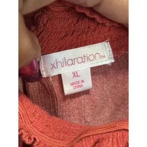 Xhilaration Orange/White Ombre Short Sleeve Smock Boat Neck Size XL Crochet thumbnail 2