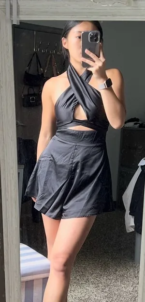 Princess Polly Black Halter Satin Romper Mini Dress thumbnail 1