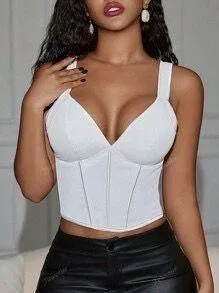 SheIn White Corset Top thumbnail 1