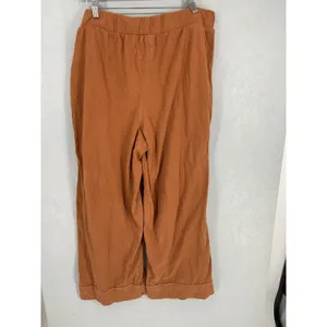 Free-est Womens Wide Leg Pants Terracotta Boho Elastic Waist Pockets XL thumbnail 3
