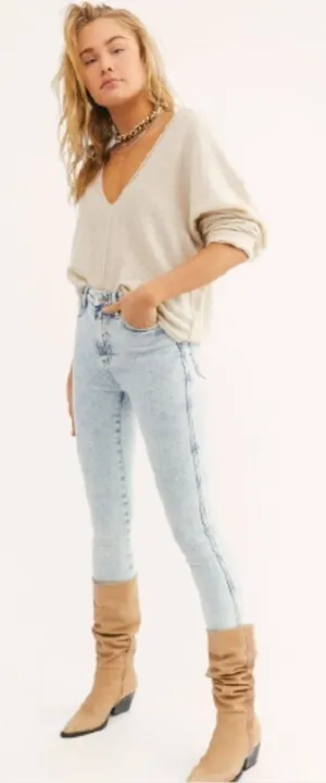 NWT Free People We The Free Raw High-Rise Skinny Jegging Jeans Acid Wash Size 27 thumbnail 1