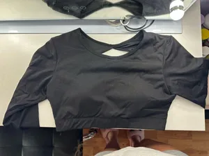 Amazon black open back long sleeve workout top thumbnail 1
