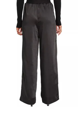 Sanctuary Satin Black High Waist Wide Leg Pants thumbnail 2