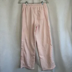 Pink Wide Leg Sweatpants Drawstring Joggers Fleece Medium Loungewear‎ Baggy thumbnail 5