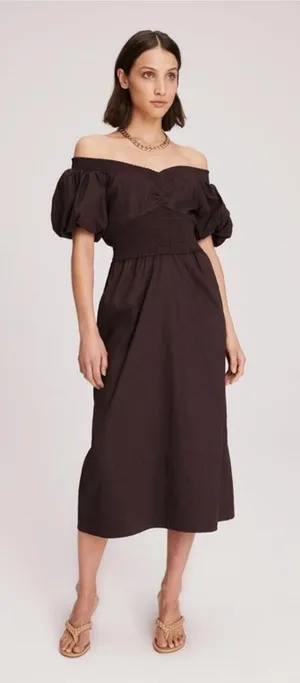 ALC Frank Adena Puff Sleeve Dress Medjool, Size 6 thumbnail 1