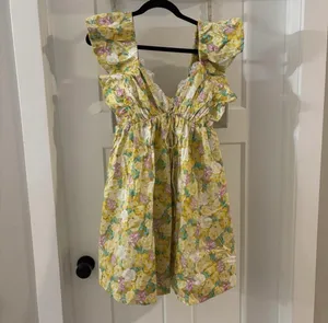 NWT For Love & Lemons Tamra Yellow Floral Dress thumbnail 4