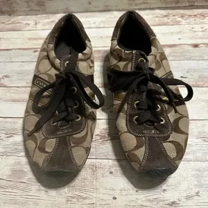 Coach Lace Up Sneaker Women’s Size 8 Brown and Tan C Logo thumbnail 7