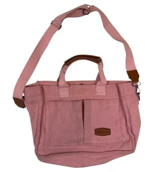 Coquette Purse Cabincore Y2K Style Bubble Gum Pink Corduroy Ribbed Whimsical Bag thumbnail 1