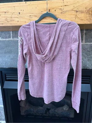 Hollister Y2K Pink Hooded Long Sleeve Shirt Embroidered Size Small thumbnail 5