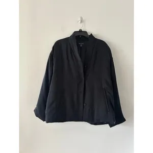 Eileen Fisher Cupro Padded High Collar Coat Black Size S thumbnail 2