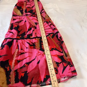 J Crew Size-S-M Tiered Midi‎ Skirt Pink Palm Tropical Print thumbnail 4