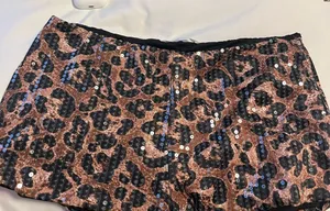 Leopard Print Sequin Shorts Brown Size M thumbnail 1