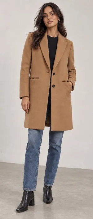 Zara Camel Tan Tailored Longline Coat Blazer Minimalist Chic Small thumbnail 1