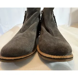 Dolce Vita Sutton Gray Suede Leather Ankle Boots Double Zip Stacked Heel 8.5 thumbnail 7