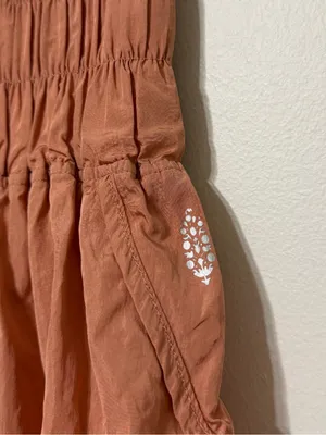 Free People Movement The Way Home Shorts XS High Rise Smocked Terracotta Orange thumbnail 5
