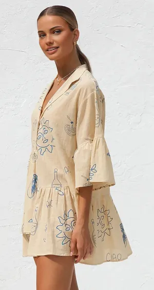 Commense Oversized Sun Print Short Dress L thumbnail 1