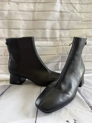 Sam Edelman Paige Black Leather Square-Toe Ankle Boots thumbnail 2