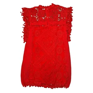 Tularosa revolve red lace pom pom shift mini dress women’s size small thumbnail 5