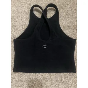 Beyond Yoga Studio Space Dye Cross Back Heather Black Gym Fitness Tank Top M thumbnail 9