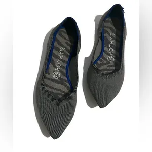 Rothy's Charcoal Gray and Blue Trim Pointy Women's Flats Size 8 thumbnail 8