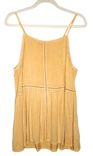 American Eagle Soft & Sexy Yellow Lace Trim Sleeveless Tank Top Size Large Boho thumbnail 1