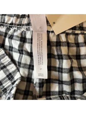 Auden NWT Women's Flannel Black White Checkered Top Shorts Pajama Set Size L thumbnail 14