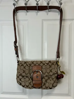 COACH SoHo Y2K Brown & Tan Signature Canvas Crossbody with Leather Buckle thumbnail 2