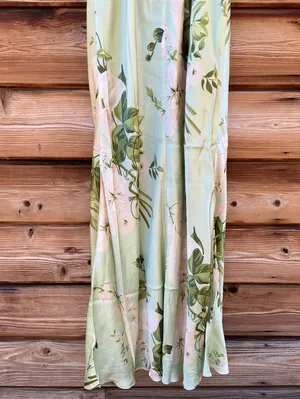 Few Moda o.p.t. Mazzy Green Size M Floral Silk Slip Maxi Dress thumbnail 11