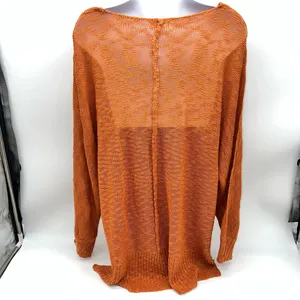 Mittoshop Rust Loose Texture Long Sleeve knit Top/Sweater in Pumpkin-Size L thumbnail 6